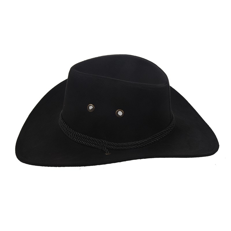 Cowboy Cap Suede Look Wild West Fancy Cowgirl Unisex Hat Black