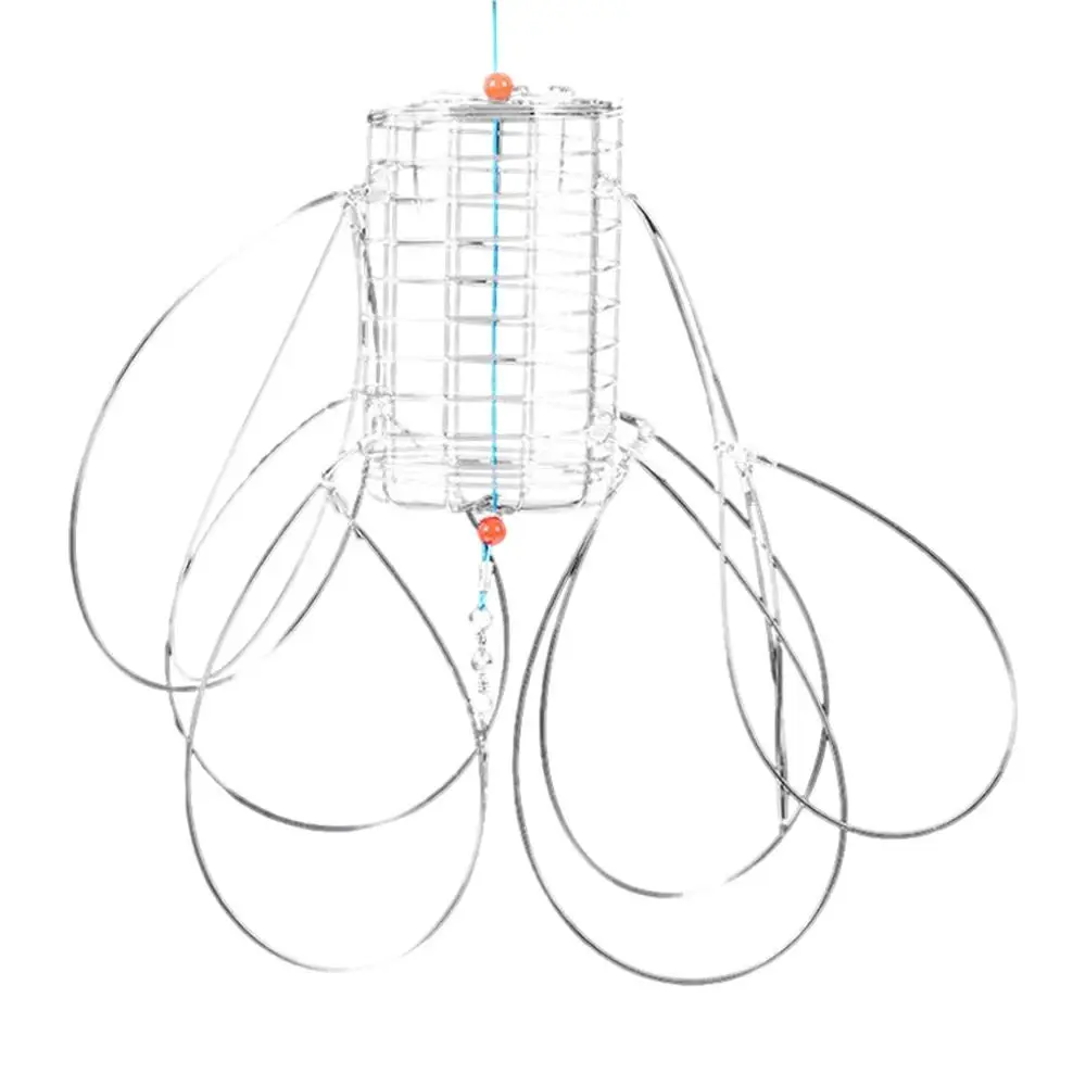 Stainless Steel Crab Catching Tool Steel Wire Lure Trap 8 Laps Crab Fishing Cages Fish Cage Feeder Crab Trap Catching Tool: Orange