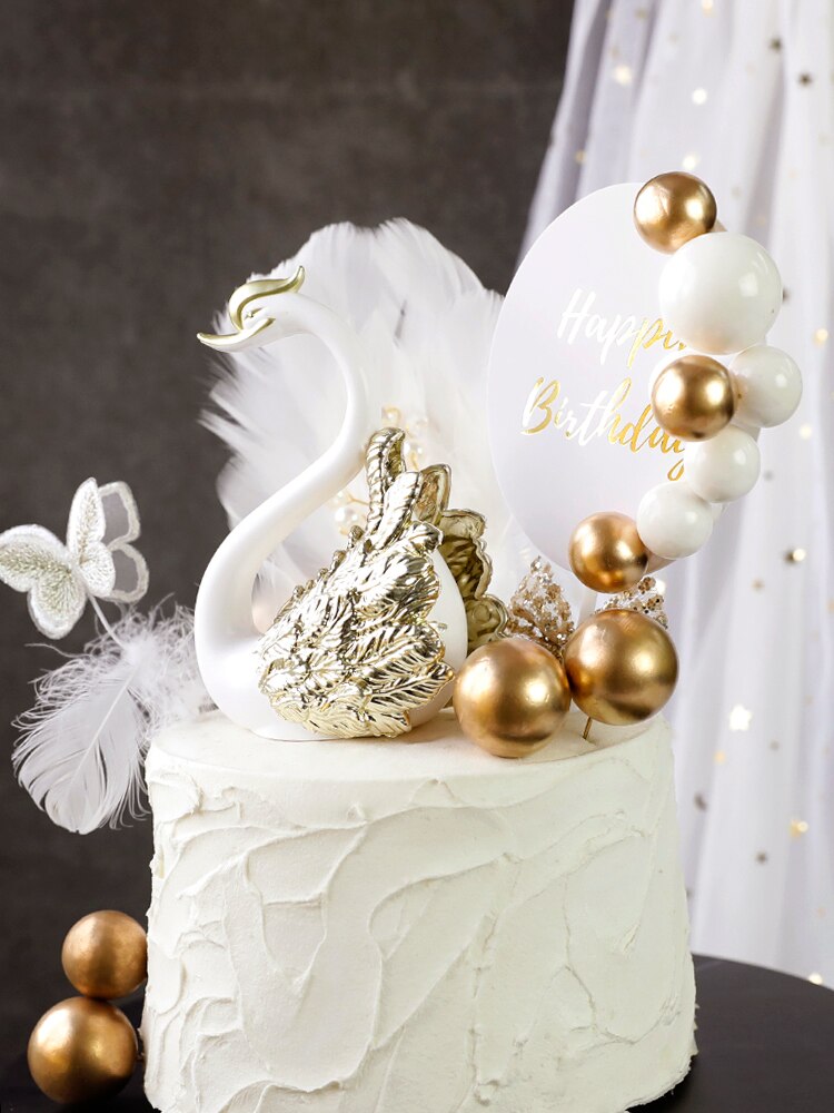 1 Paar Romantische Kroon Zwaan Taart Topper Flamingo Cake Dessert Bakken Decor Ornament Verjaardag Bruidstaart Decoratie Benodigdheden