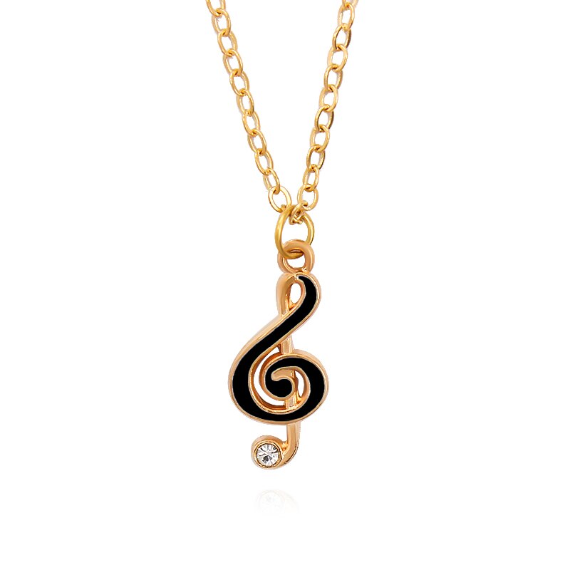 Musiknoten-anhänger-halskette, musiksymbol, schwarz, blau, pink, schicke violinschlüssel-halskette, choker, schmuckstück, damen-musik: Stil 3