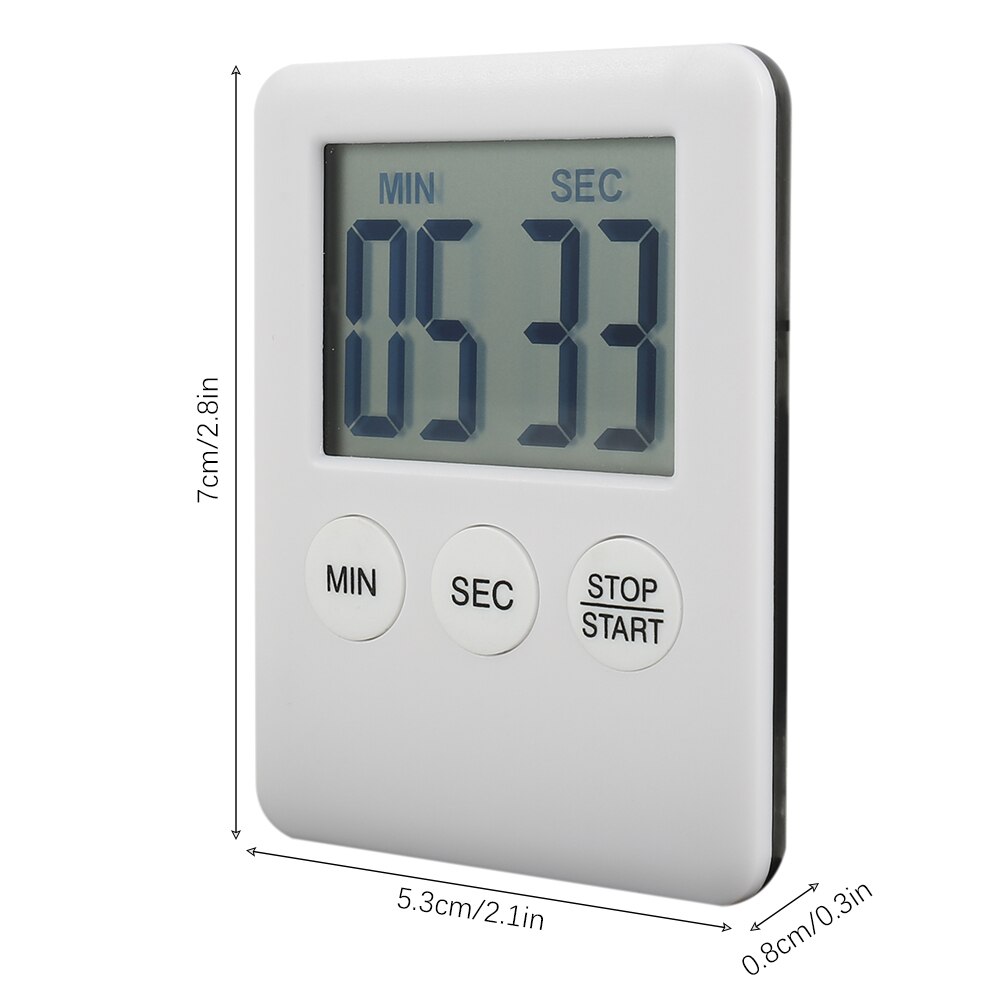 2PC Super Thin Digital Kitchen Timer LCD Digital Display Kitchen Timer Square Countdown Alarm Magnet Clock Stopwatch Clock Timer