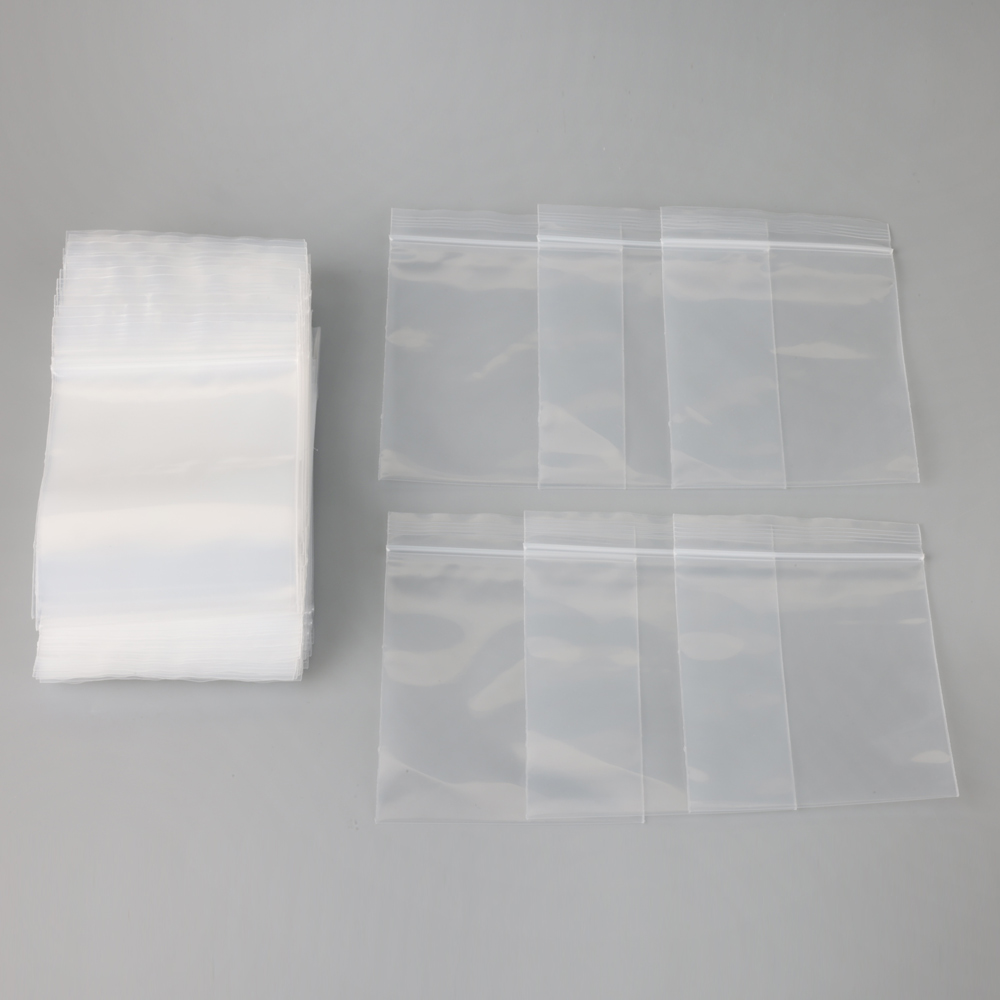 50/100 stk. små plastposer med glidelås, gjennomsiktige, klare poser, vakuumpose, klare polyposer, plastpose med oppbevaring, matemballasje