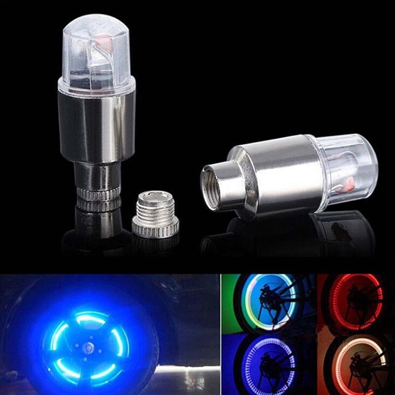 Fiets Motorfiets licht Wiel Band Ventiel Cap Neon LED Flash Light Lamp voor veiligheid Fiets accessoires met 6 * knop Batterij 2 STUKS
