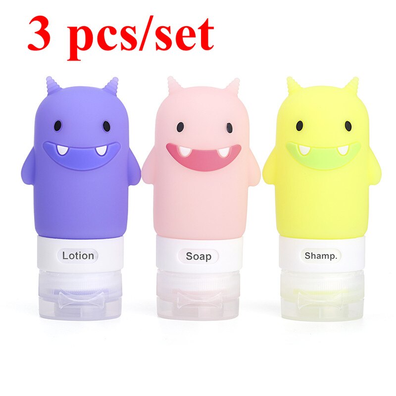 3/1pcs portable Outdoor travel set bottle squeeze cartoon animal modeling bottle Silicone little empty bottl Multi-purpose: 3 pcs
