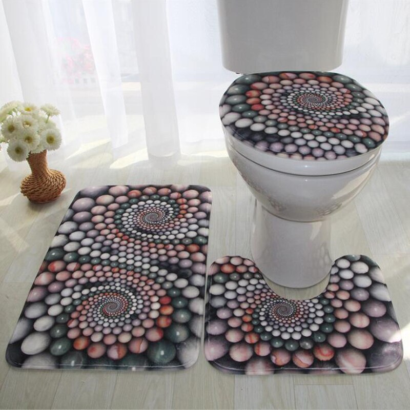 Flannel 3D Print Non Slip 3Pcs/Set Toilet Seat Cover WC Lid Toilet Cover Bathroom Pad Floor Mat Rug Carpet Vloerkleed ZCL512