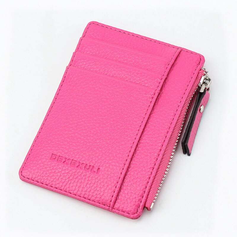 Brieftasche Mini PU Leder Karte Halter Card Slots Geldbörse Kleine Männer Brieftasche Frauen Zipper Münzfach Ultra Dünne Brieftasche: watermelon red