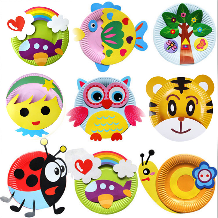 EVA DIY Cartoon Handicrafts Toys For Children Handmade Craft Animal Puzzle Paper Tray Painting Backpack Education Toy: color rancom 1 pcs