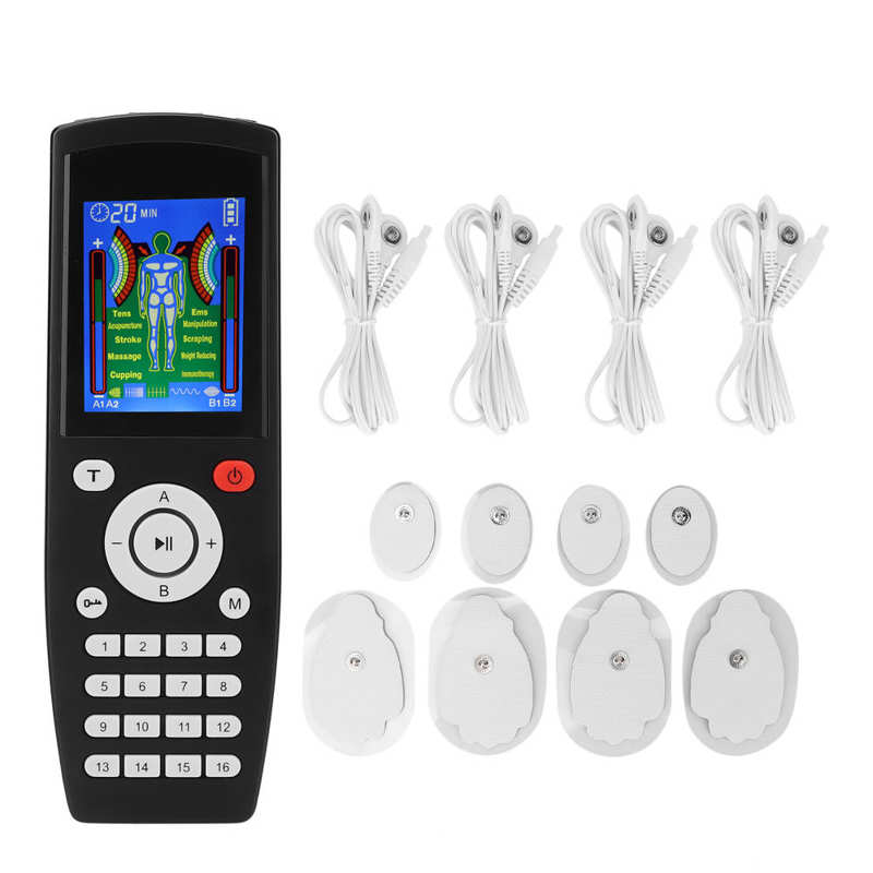 Elektronische Puls Stimulator 16 Modes Dual Output 4 Kanalen Tientallen Stimulator Voor Full Body Massage