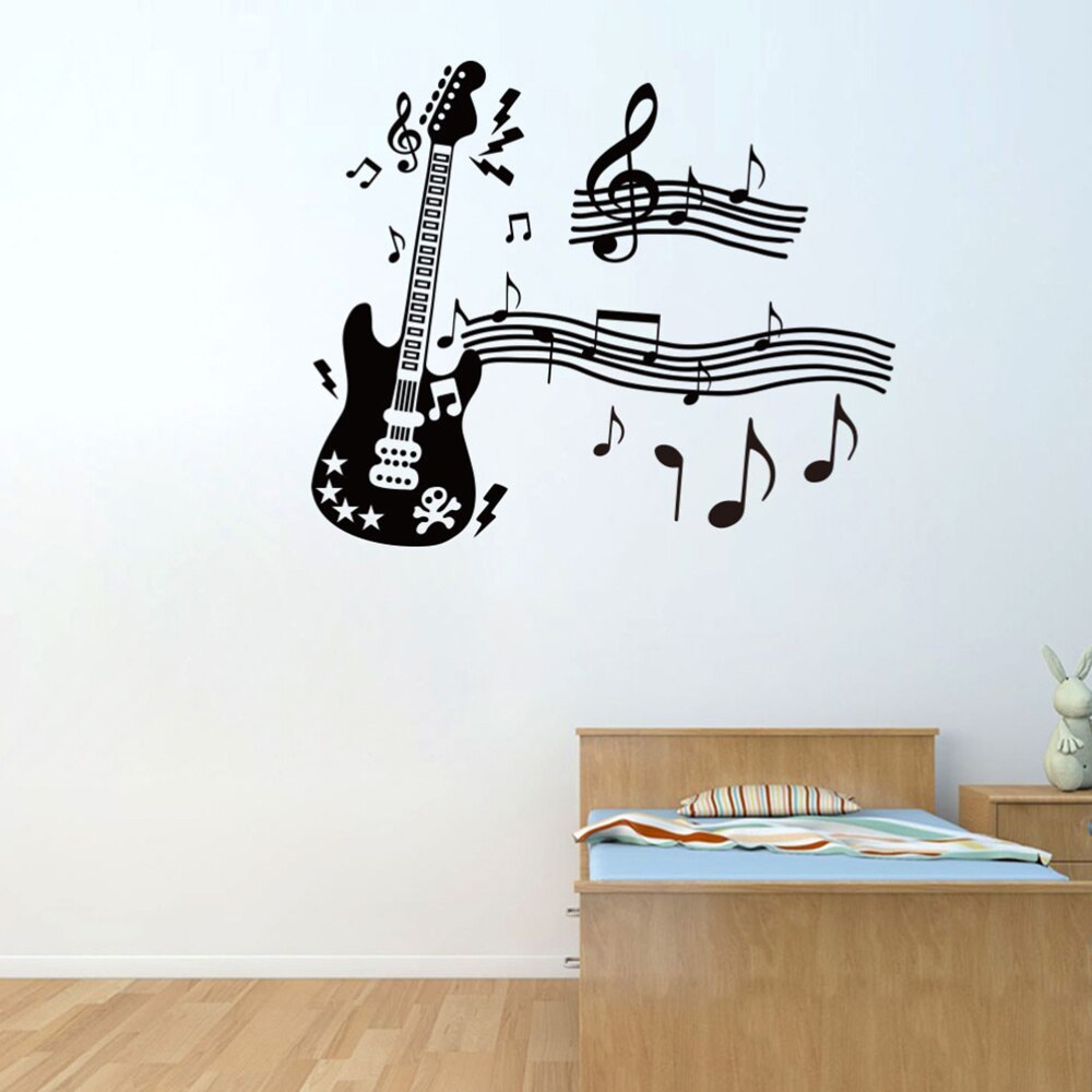 Musical Notes Guitar Vinyl Wall Stickers Living Room Decals Nursery Home Decor Removable Wallpaper Art Murals