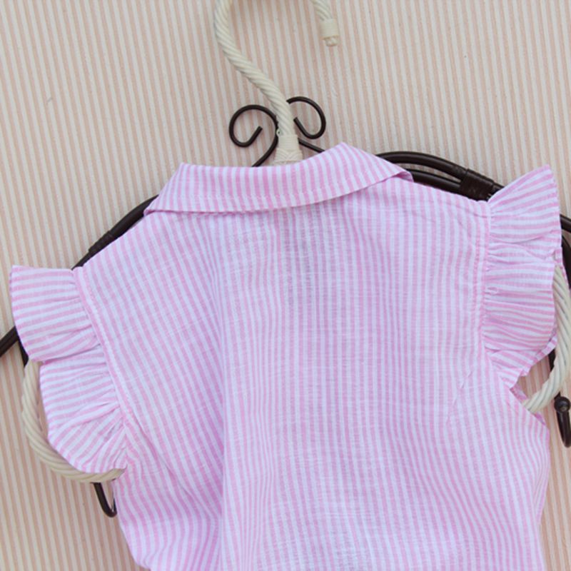 Zomer Baby Peuter Tiener Kinderen Meisjes Blouse Gestreepte Katoenen Mouwloze School Meisje Tops En Blouses Shirts Kids Shirt