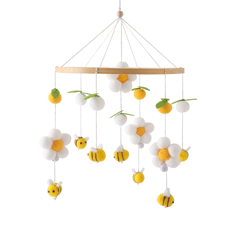 Campana para cama móvil para cuna de bebé, sonajero de madera de ganchillo, colgante de estrellas, campana para cama, juguetes para recién nacido, soporte para cuna cómodo, juguetes colgantes,: Rosa