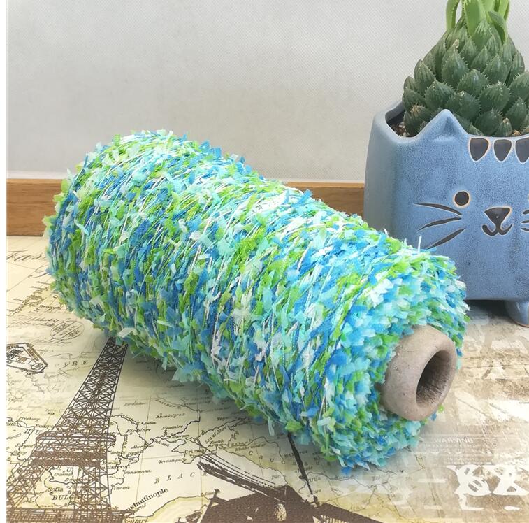 200g/Lot Fancy butterfly Yarn for Knitting Feather Crochet Yarn For Crocheting thread to knitted patchwork fabric Line handmake: blue green camou