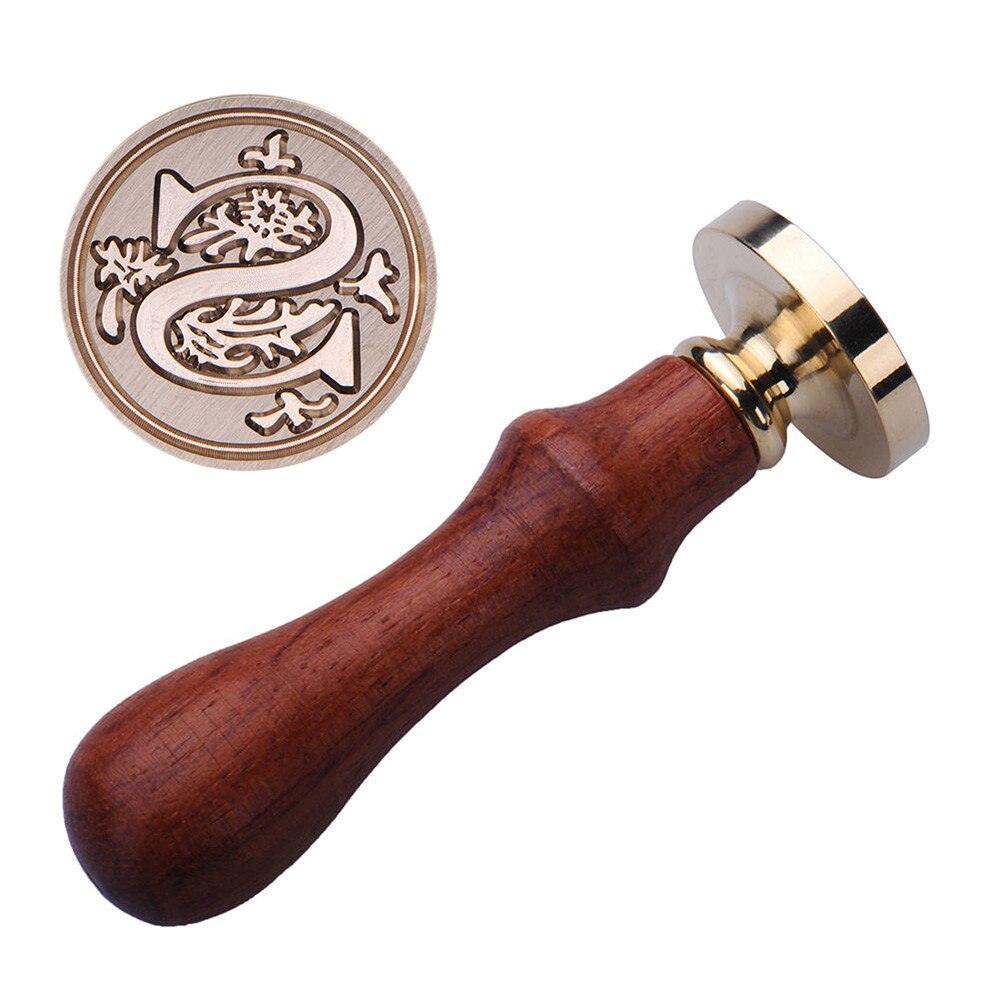 Retro timbro di legno classico 24 lettera A-Z alfabeto iniziale sigillo di cera sigillo timbro antico sigillo Post decorativo antico timbro regali: S