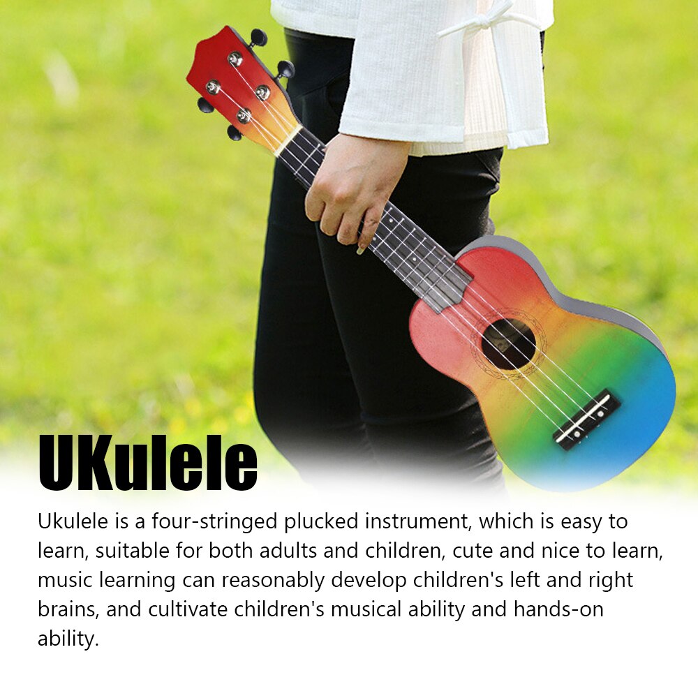 21 inch Kids Wooden UKulele 4 String Portable Guitar Instrument for Children Pick Stringed Instruments Mini Guitars