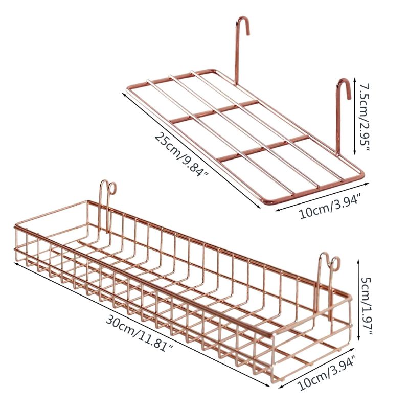 2Pcs Grid Panel Muur Plank Mand Met Haak Boekenplank Display Opbergrek Lade: 1