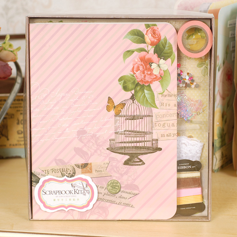 Eno Greeting Retro Complete Scrapbook Kit Set Scrapbooking DIY Photo Album with Vintage Page Kits
