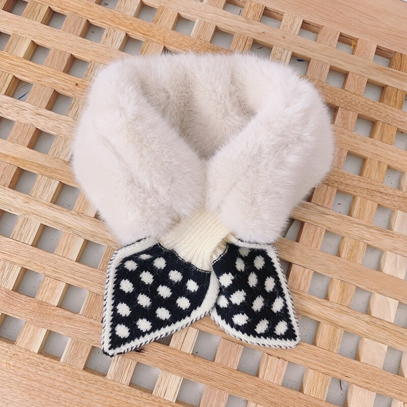 Winter Kids Scarf Boys Girls Warm Solid Knitted Plush Polka Dot Fur Scarf Children Thicken Neck Collar Snood Scarves: B