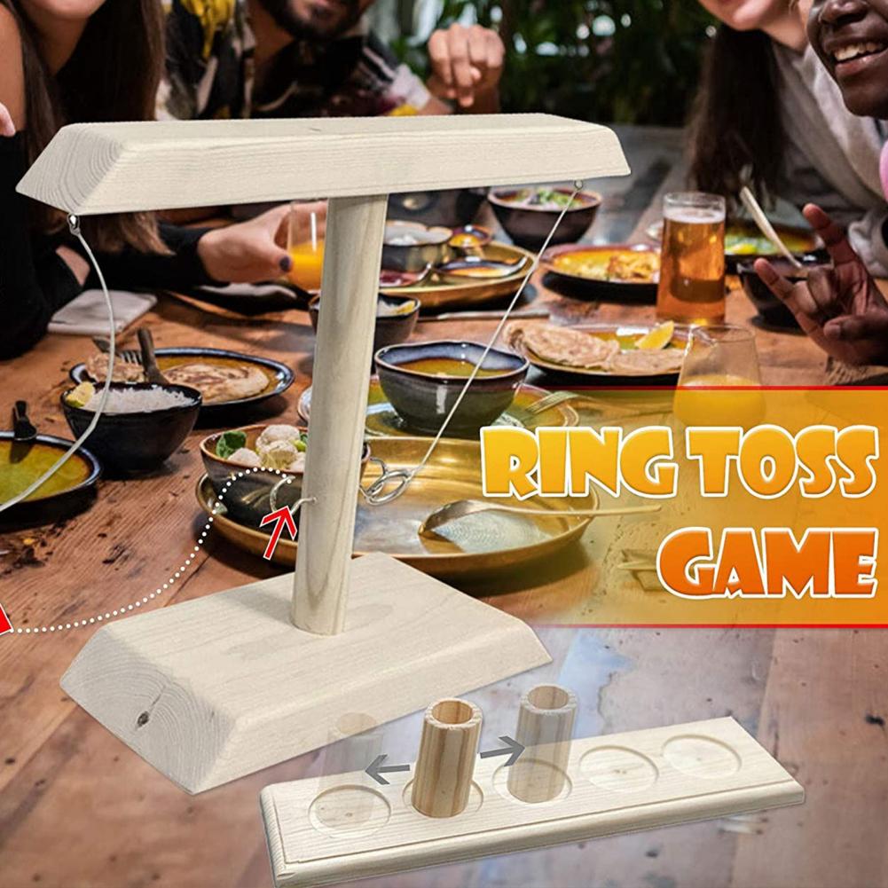 1 einstellen Dringking Spiele Stütze Kreative Handarbeit Aus Holz schnelllebigen Interaktive Ring Werfen Spielzeug für Hause
