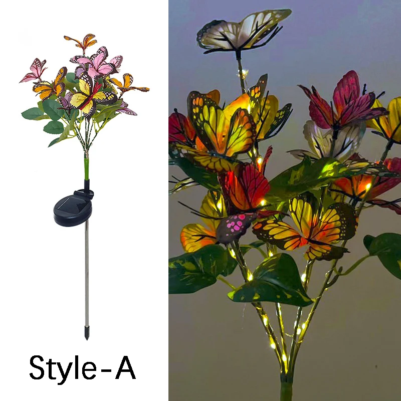 LED Simulation Butterfly Sunflower Outdoor Solar Light Garden Summer Landscape Lighting Camping Wedding Party Decor Lawn Lamp: Blue