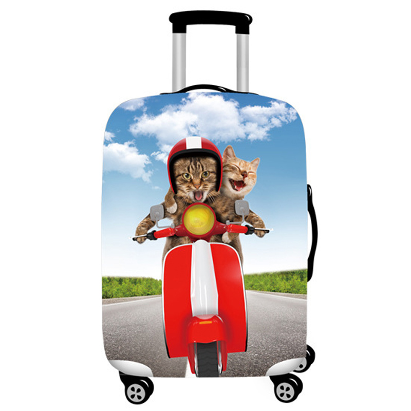 3D Cat Suitcase Case Cover Luggage Elastic Protective Covers Dust 18-32Inch Baggage Trolley Trunk Dust Cover Travel Accessories: Cat D Luggage Cover / XL