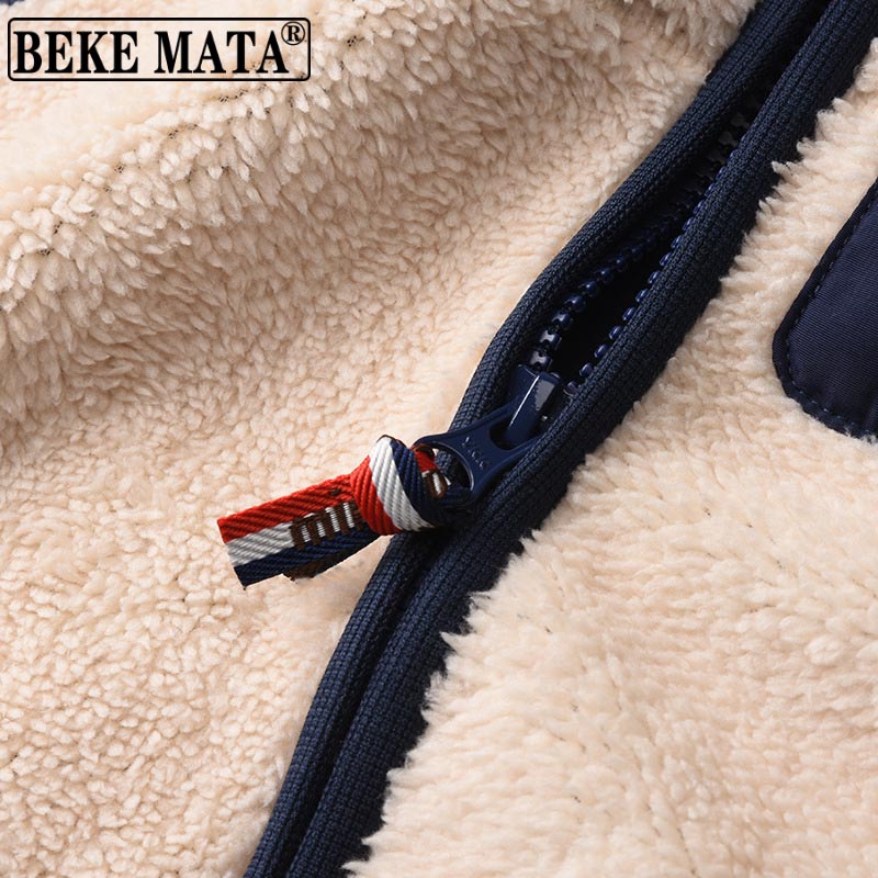BEKE MATA gilet di lana di agnello per ragazza spessa doppio strato cerniera bambino ragazzo gilet bambini inverno senza maniche capispalla abbigliamento per bambini