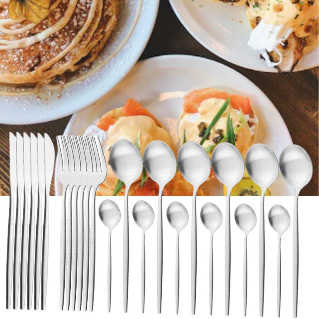 Kitchen Cutlery Set Knives Fork Tea Spoon Flatware Eating Cutlery Dinnerware Utensils