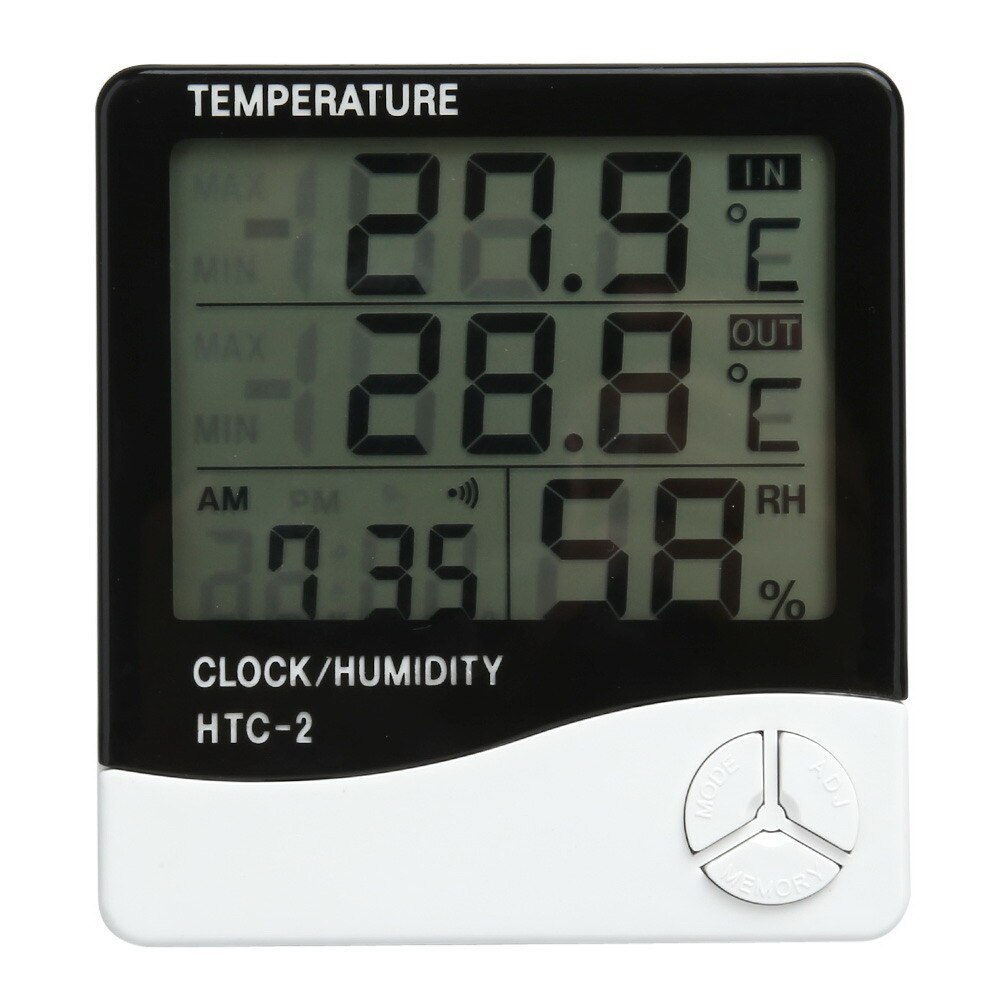 Lcd Digitale Thermometer Hygrometer Indoor Elektronische Temperatuur-vochtigheidsmeter Klok Weerstation Huishoudelijke Thermometers