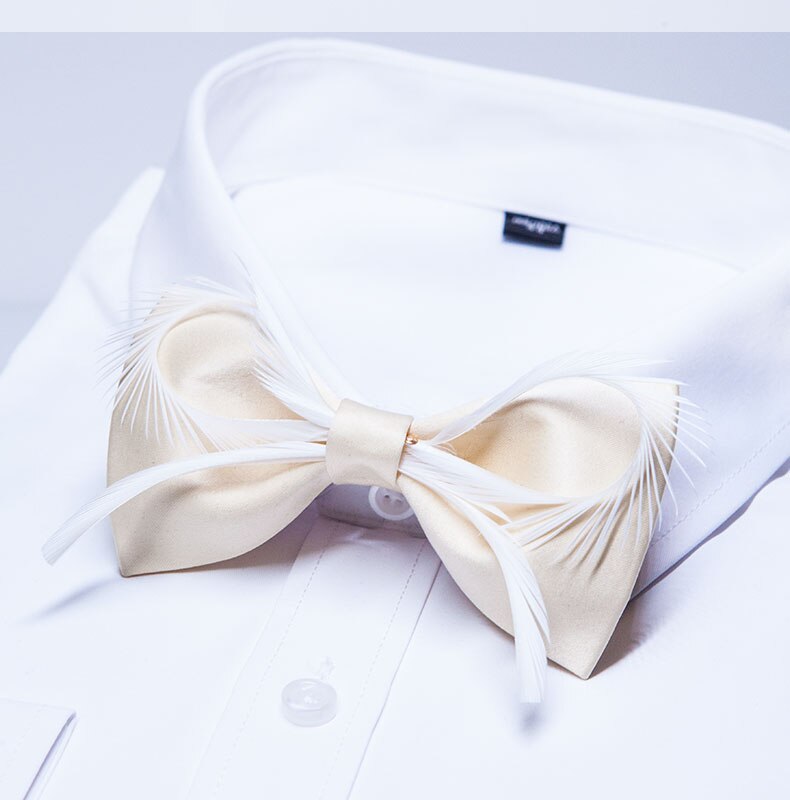Pajarita de plumas para hombres y mujeres, pajarita blanca de para boda, original de , accesorios de la camisa para hombres