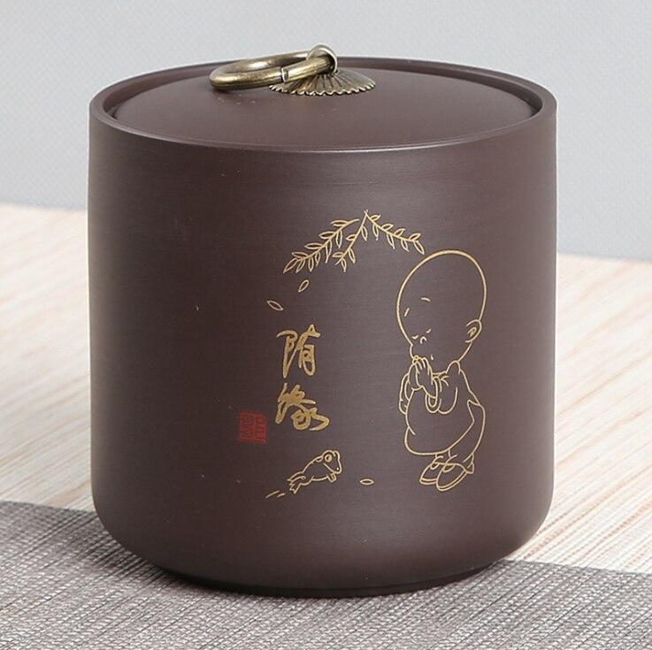 Airtight Canister Zisha Tea Box Kitchen Storage Bottles Jars Food Container Grains Tea Coffee Beans Grains Candy Jar Containers: Pattern 12