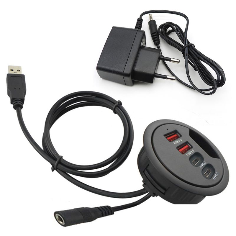 EU US Mounting In-Desk 4 Ports USB 3.0 USB C Type ... – Grandado