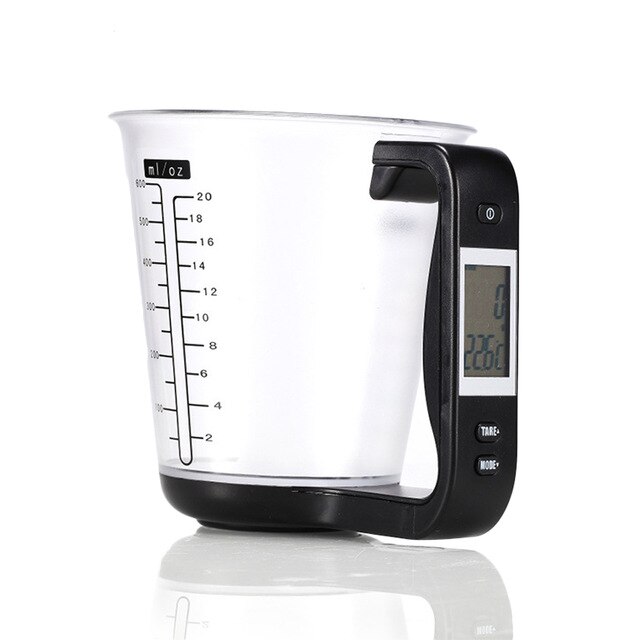 Digital Measuring Cup Electronic Measuring Cup Scale with LCD Display for Milk, Water, Liquid, Food, Vegetable: black