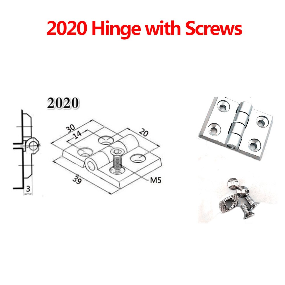 Bisagra metálica de perfil de aluminio, bisagra de aleación de Zinc con tornillos opcionales, 1 unidad, , 3030, 3040, 4040: 2020 with screws