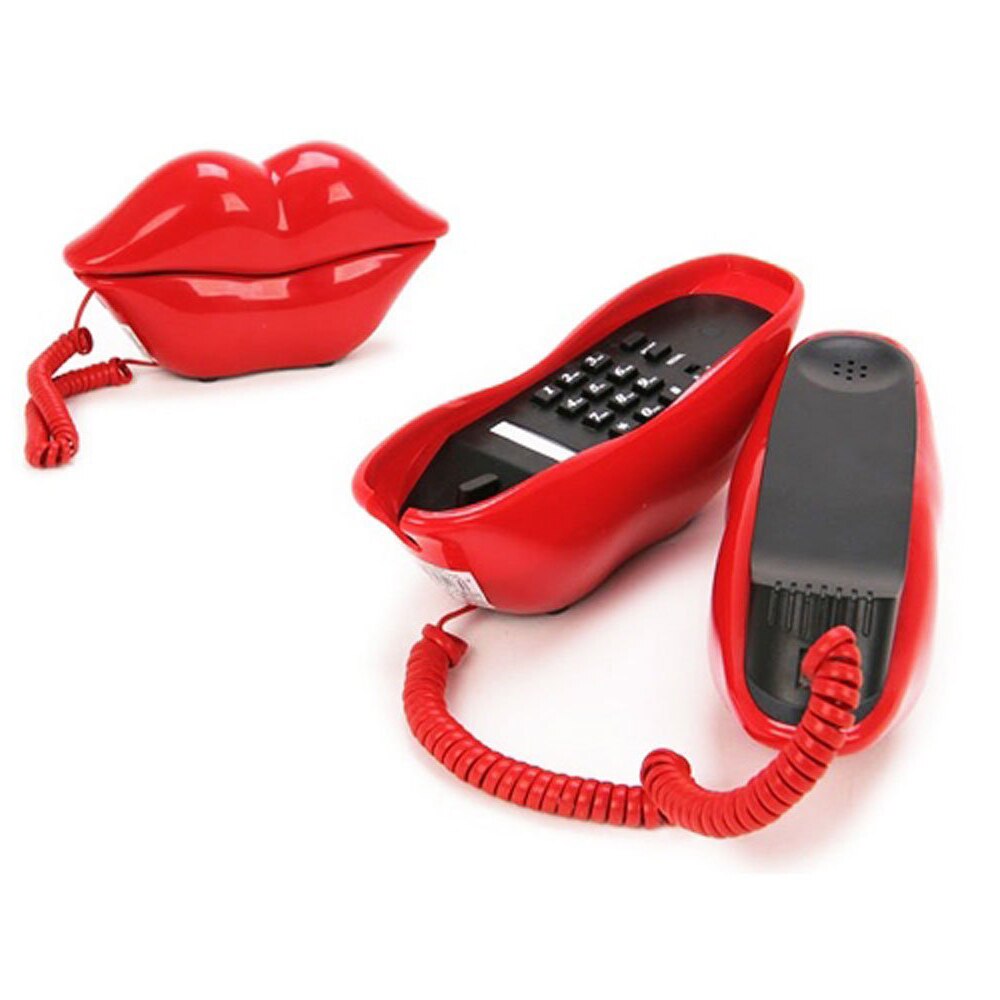 Telefone vermelho sexy da boca da novidade com design do batom pelo cabo do telefone da casa