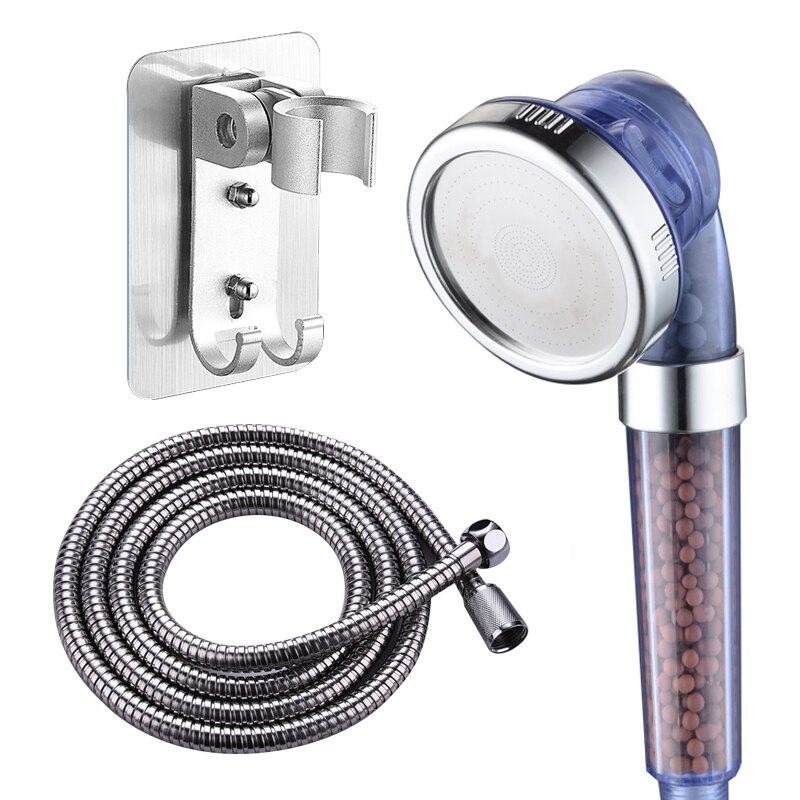 3in1 Schlecht Zubehör Regen Dusche Kopf Druck sparen Wasser Anion Ball Filter Einstellbare Dusche Halterung Mit Schlauch Stehen: 3in1.