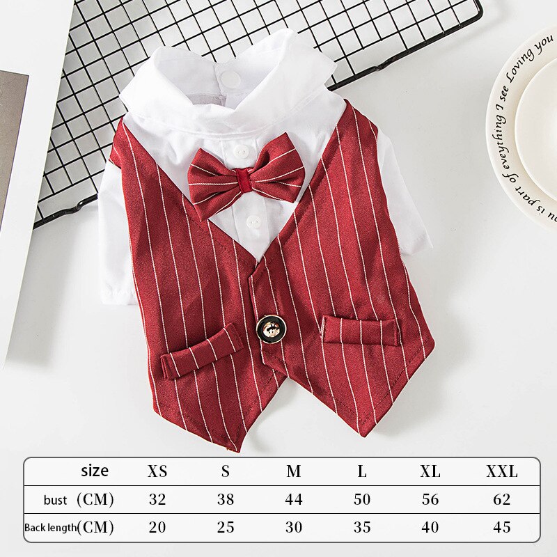 Gentleman Hond Kleding Bruiloft Hond Shirt Tuxedo Jasje Puppy Pet Jurk Kleine Hond Chihuahua Kostuum Zwarte Pet Party Kleding: Red / XXL