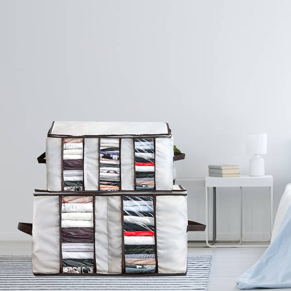 210D Oxford Portable Clothes Storage Bag Organizer Folding Closet Sweater Organizer For Clothes Pillow Quilt Blanket Bedding