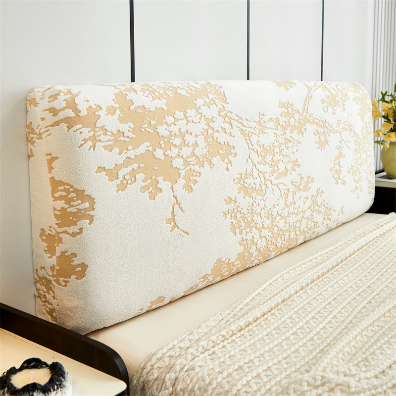 Retro Jacquard Bed Hoofdeinde Cover Gedrukt Stretch Slaapkamer Hoofddeksel Dikker Gewatteerde Bed Terug Stofbeschermer Covers Home Decor: 180*220cm / WHITE