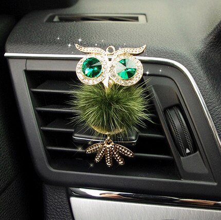 Sød krystal bil luftfrisker parfume dejlig ugle auto udtag ventil fast duft duft bil styling interiør tilbehør: Grøn