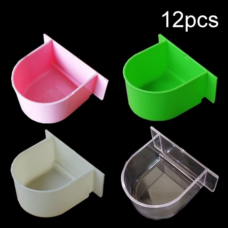 12Pcs Bird Cage Food Boxes Trough Parrot Feeder Food Water Bowl Cup Budgerigar Macaws Finches Canary Bird Feeding Supplies