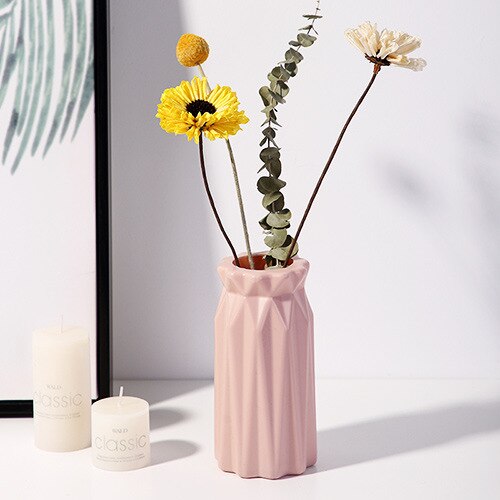 Plastic Bloem Vaas Decoratie Thuis Witte Vazen Imitatie Keramische Vaas Bloempot Decoratie Nordic Stijl Mand Zonder Bloem: D-1