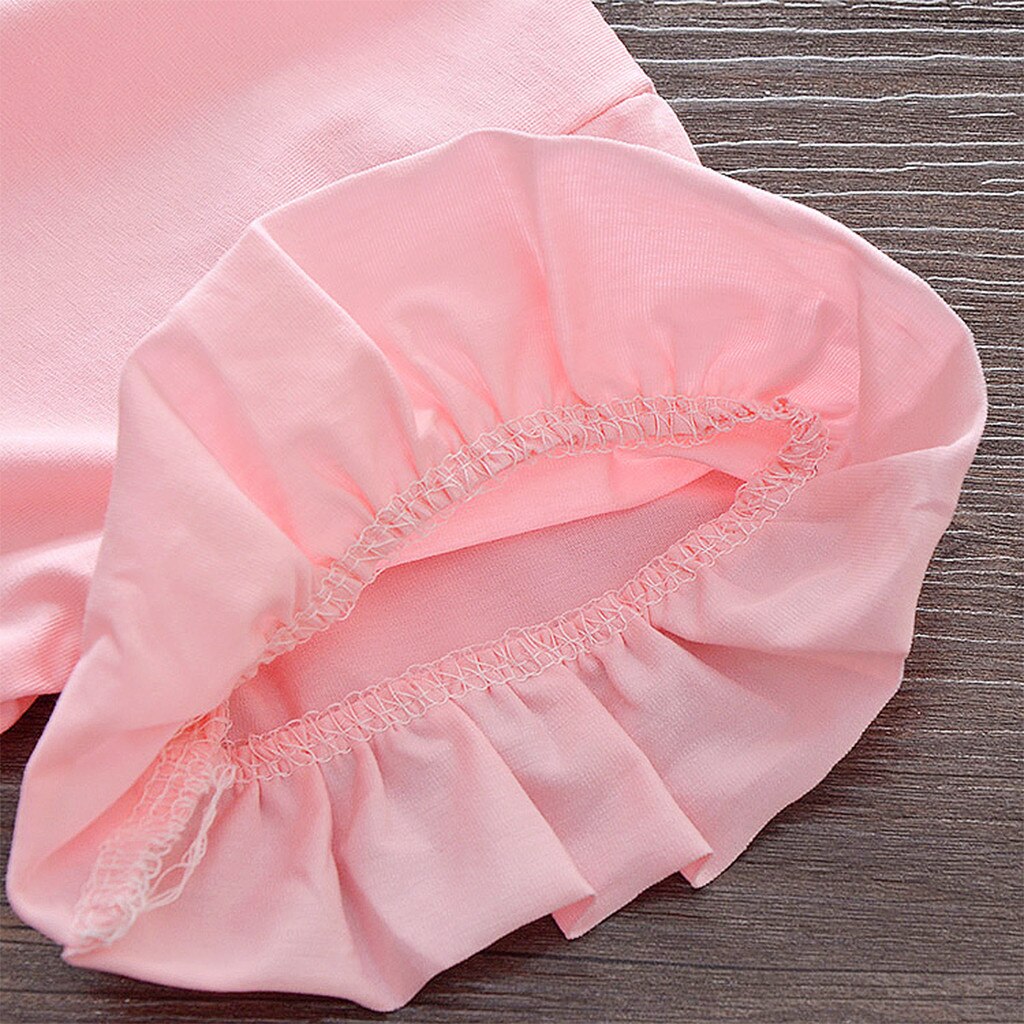 T-shirt à manches courtes et col rond pour bébé fille, vêtements décontractés, couleur unie, #45