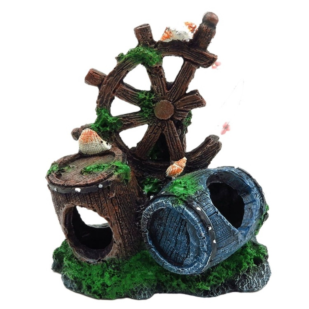 Acuario para pecera, cubo Artificial con agujero, adornos de resina, accesorios de paisajismo para pecera, decoración de acuario, Backgr: Verde
