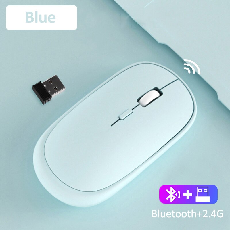 Kabellose bluetooth-computermaus, leise, wiederaufladbar, ergonomisch, usb-optische maus für desktop-pc und laptop-zubehör: Blau