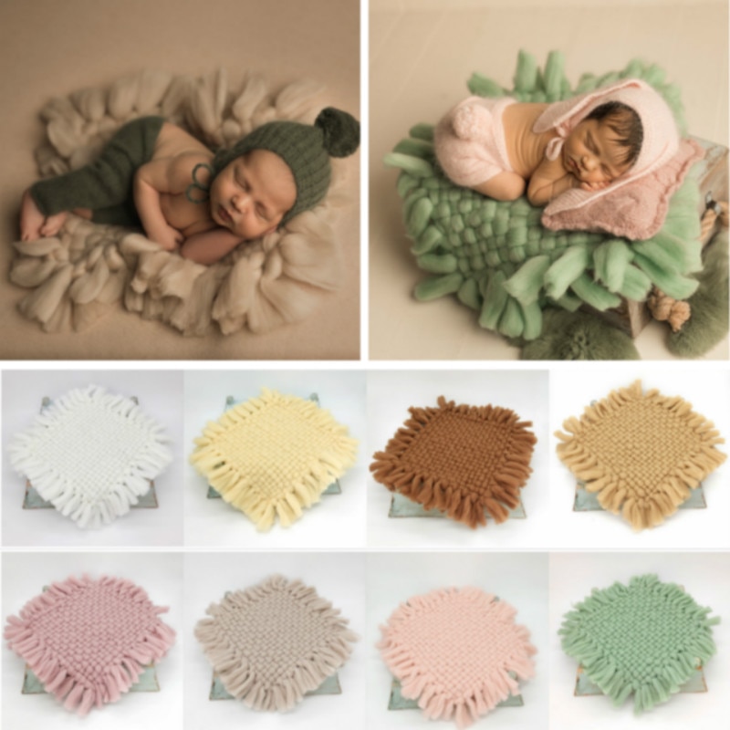 Nyfødt fotografering rekvisitter baby foto tæppe vævning tykt uld tæppe spædbørn skyde tilbehør firkantet tæppe rekvisitter
