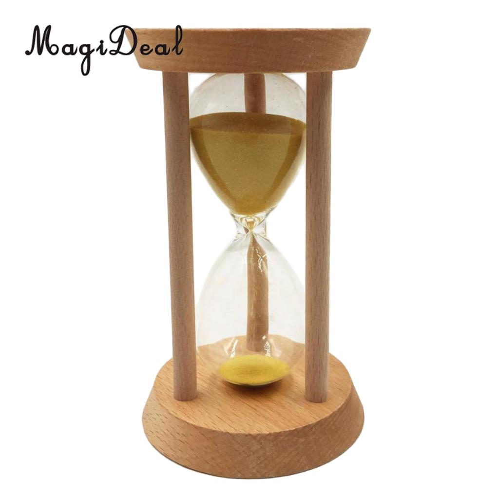 Magideal 20 minutter skråt træ sandglas timeglas sand ur timer timing værktøj til hjemmet desktop dekoration-gul