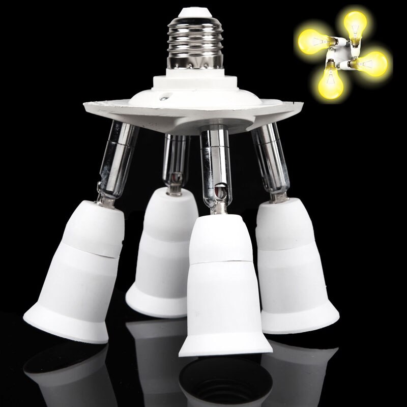 4 In 1 Verstelbare E27 Base Light Bulb Lamp Adapter Houder Socket Splitter