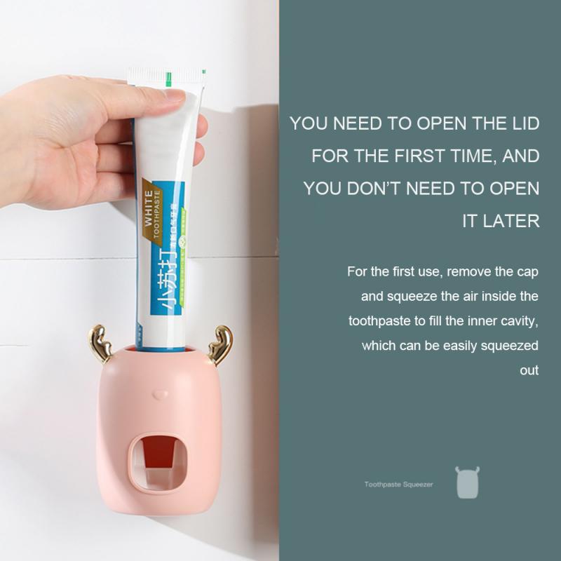 Toothpaste Squeezers Christmas Look Wall Mount Stand Automatic Toothpaste Dispenser Tooth Dust-proof Toothbrush Holder