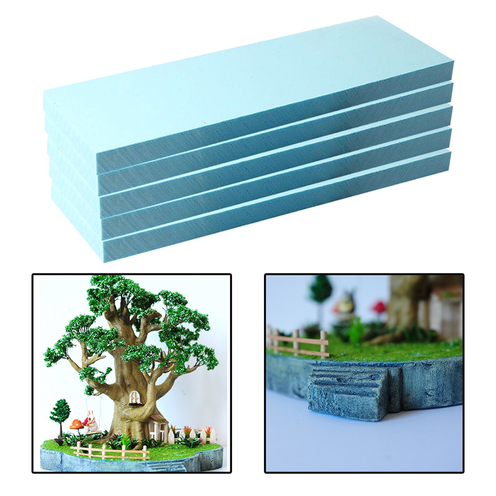 5 Pieces 295x100x30mm Craft Foam Sheets Polystyrene Styrofoam Blocks for Modeling DIY