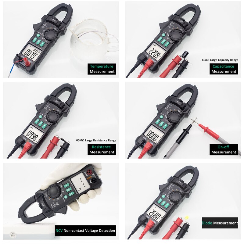 Digital Clamp Meter AC DC Current Clamp Meter Multi-function Double Display Clamp Meter Low Impedance Measurement