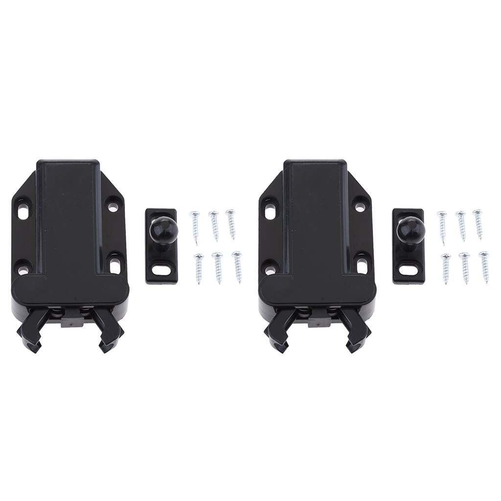 2x Loft Catch Hatch Push Attic Cupboard Latch Press Lock Cabinet Panel Black